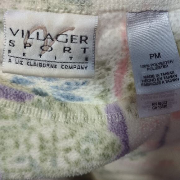Liz Claiborne Fleece Sweater Womens PM Petite White Cottage Villager Sport - Picture 5 of 8